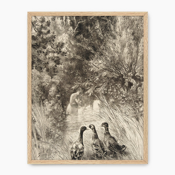 Vintage Trio of Ducks Drawing - Sage and Rose Prints