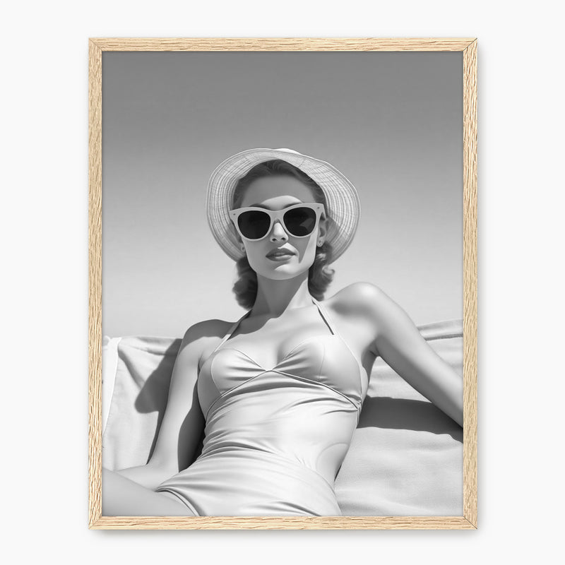 Black and White Beach Babe Photo No1 - Sage and Rose Prints