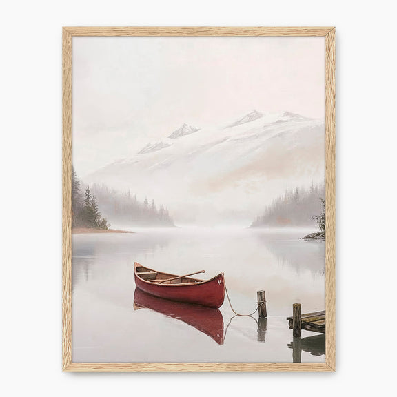 Canoe on a Misty Lake Watercolor Print - Sage and Rose Prints
