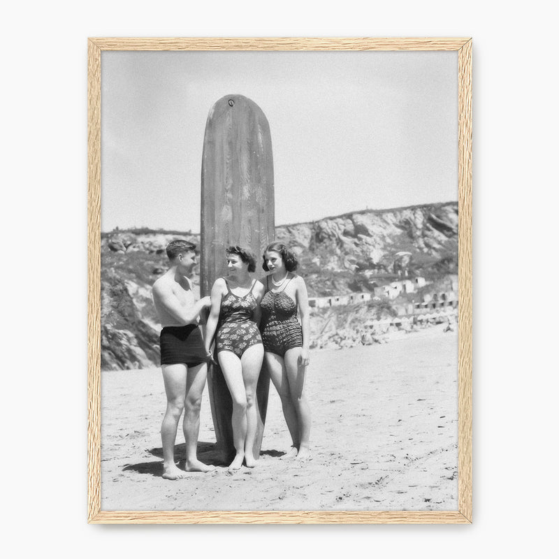 Surfboard on the Beach Old Photo - Sage and Rose Prints