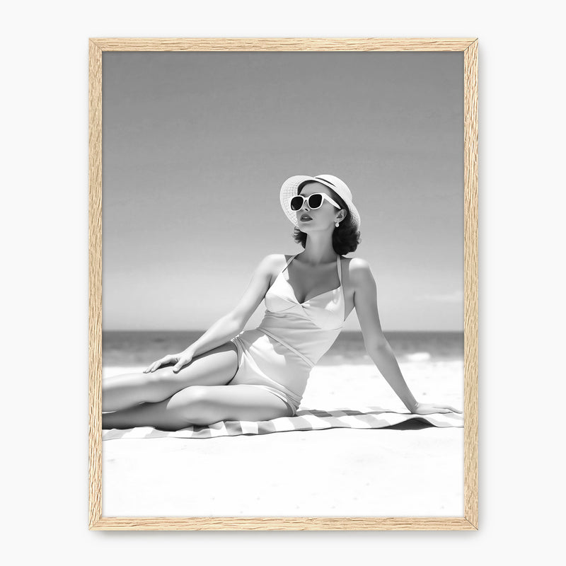 Woman Sunbathing Monochrome Photo Print No1 - Sage and Rose Prints