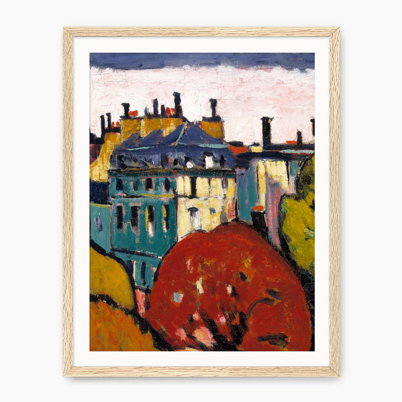 Vibrant Print of a French Village - Sage and Rose Prints