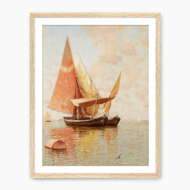 Vintage Amber Sailboat Print - Sage and Rose Prints