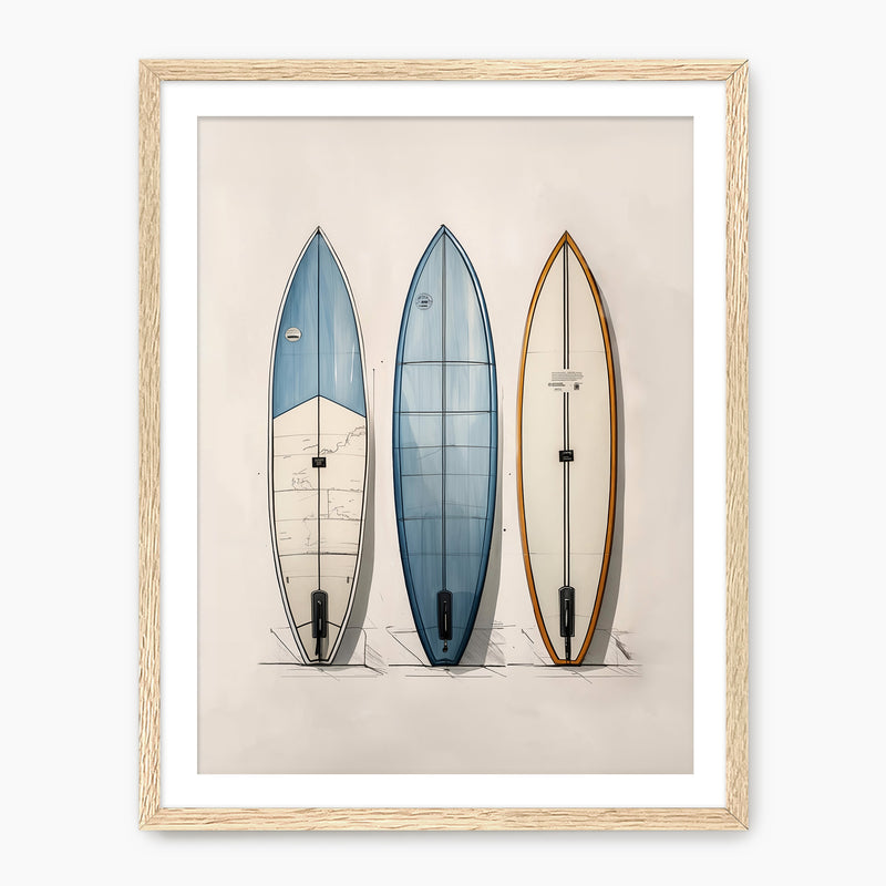 Surfboard Wall Art Sketch - Sage and Rose Prints