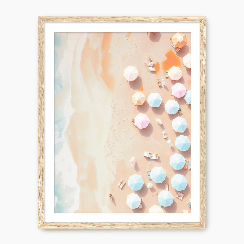 Pastel Beach Umbrellas from Above - Sage and Rose Prints