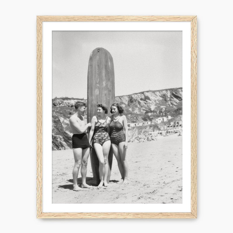 Surfboard on the Beach Old Photo - Sage and Rose Prints
