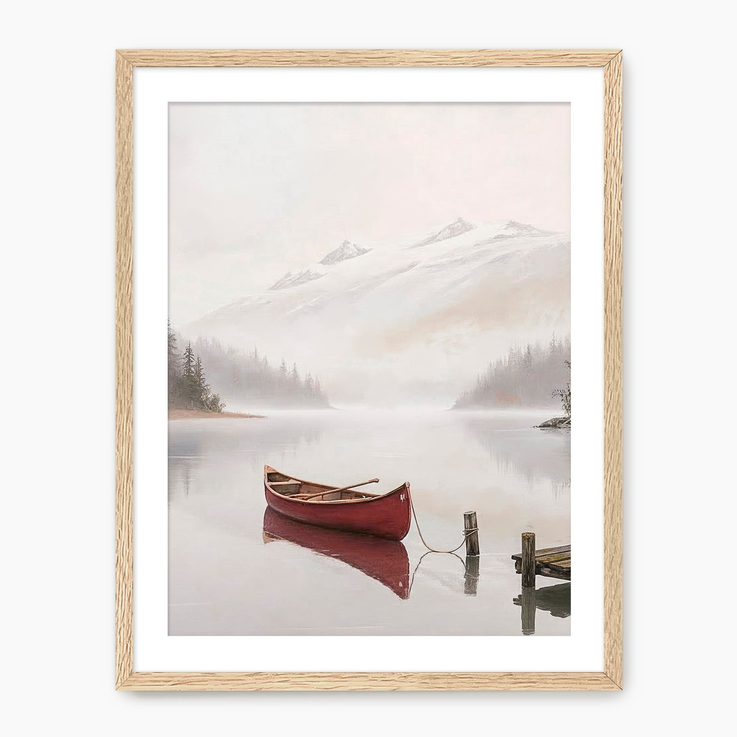 Canoe on a Misty Lake Watercolor Print - Sage and Rose Prints