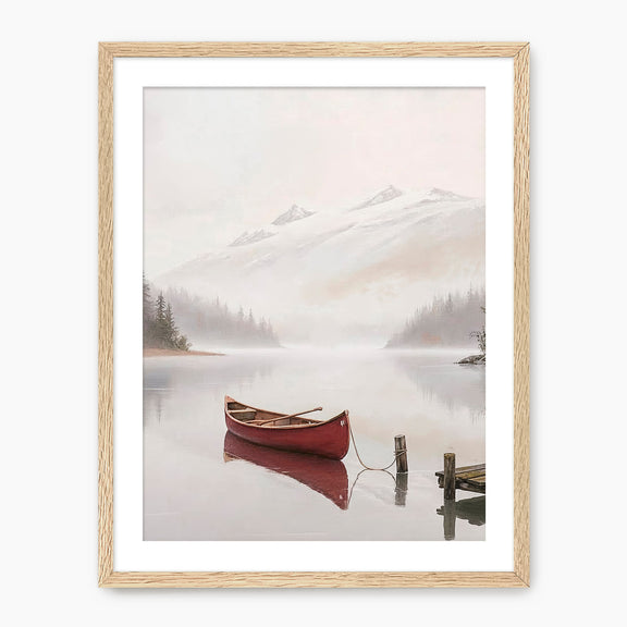 Canoe on a Misty Lake Watercolor Print - Sage and Rose Prints