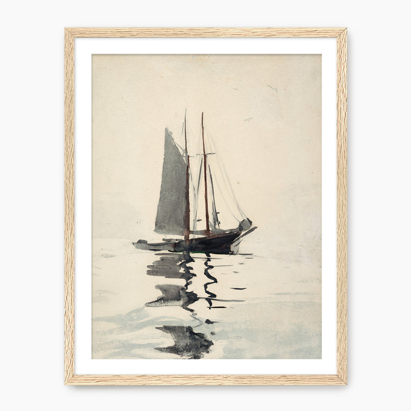 Neutral Sailboat Watercolor Print - Sage and Rose Prints