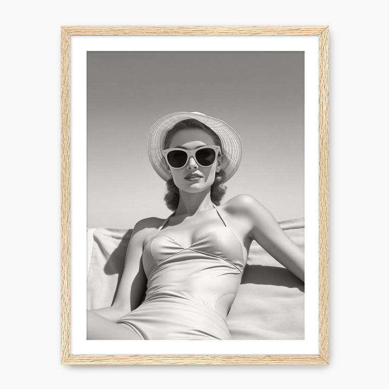 Black and White Beach Babe Photo No1 - Sage and Rose Prints