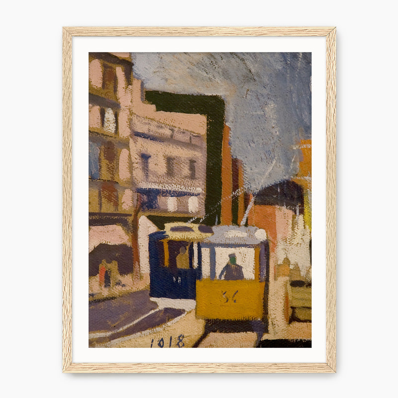 Yellow and Blue Cubist Cityscape No2 - Sage and Rose Prints