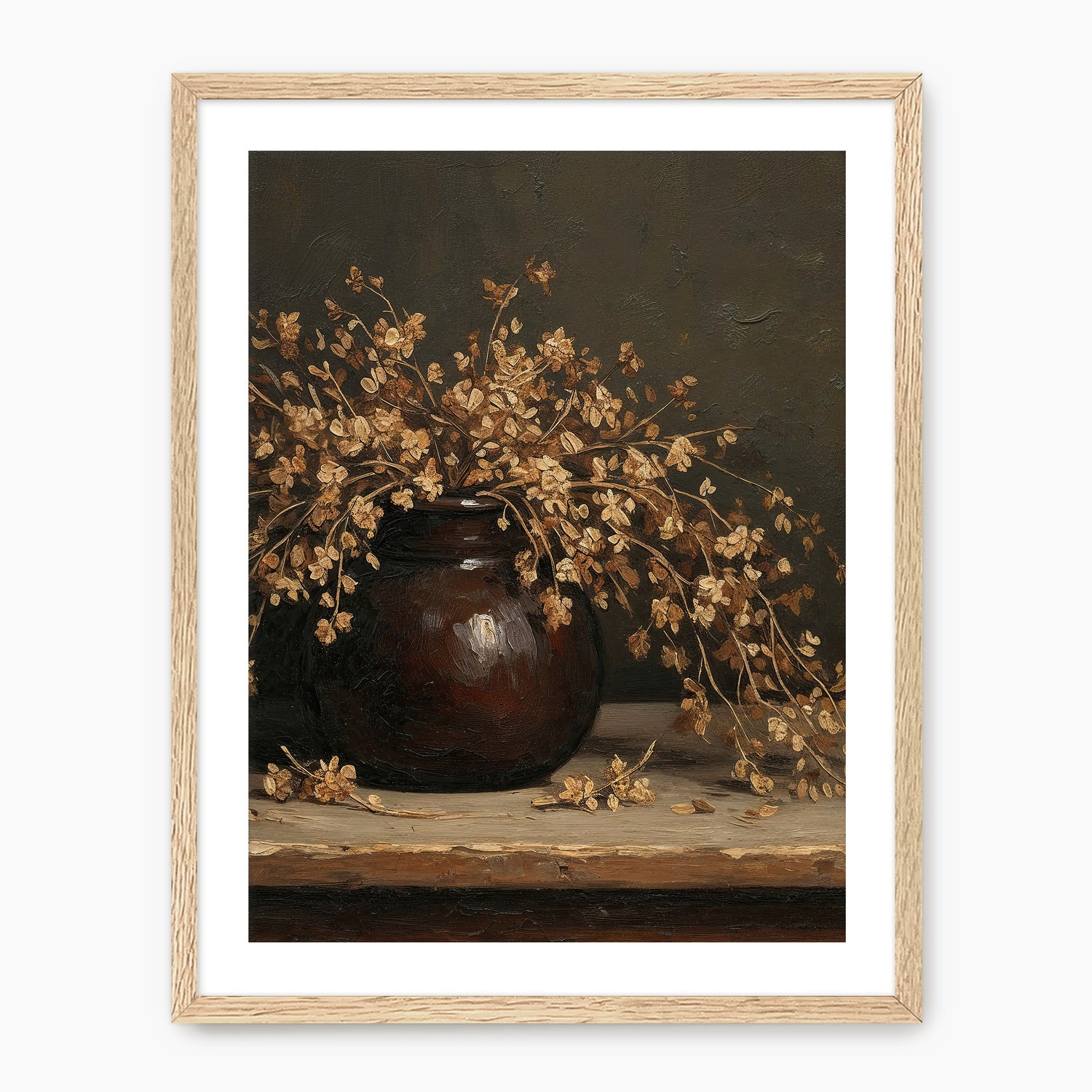 Vintage Still Life with Dried Grass Bouquet - Sage and Rose Prints