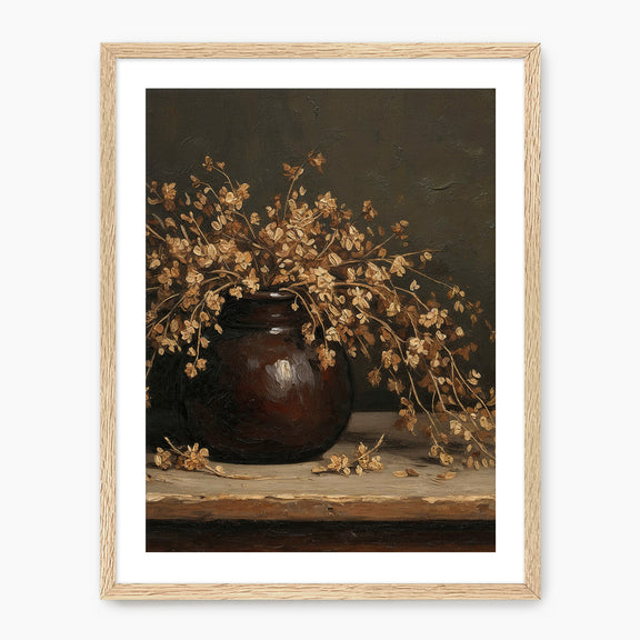 Vintage Still Life with Dried Grass Bouquet - Sage and Rose Prints