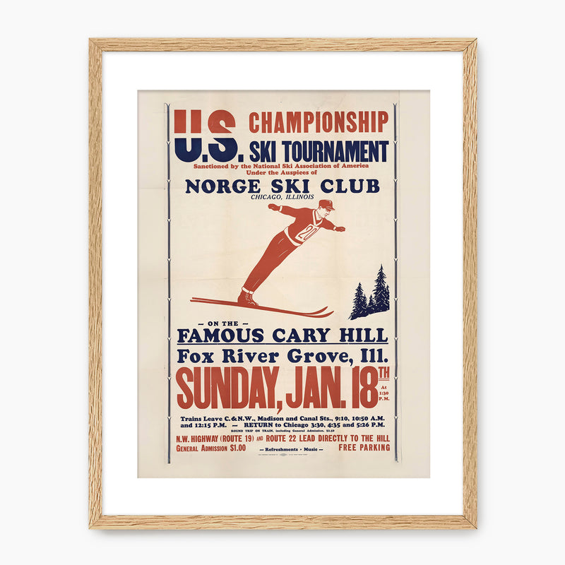 Retro Ski Poster - Nordic Ski - Sage and Rose Prints