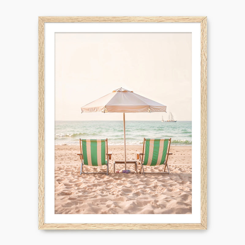 Sepia Pastel Beach Chairs - Sage and Rose Prints