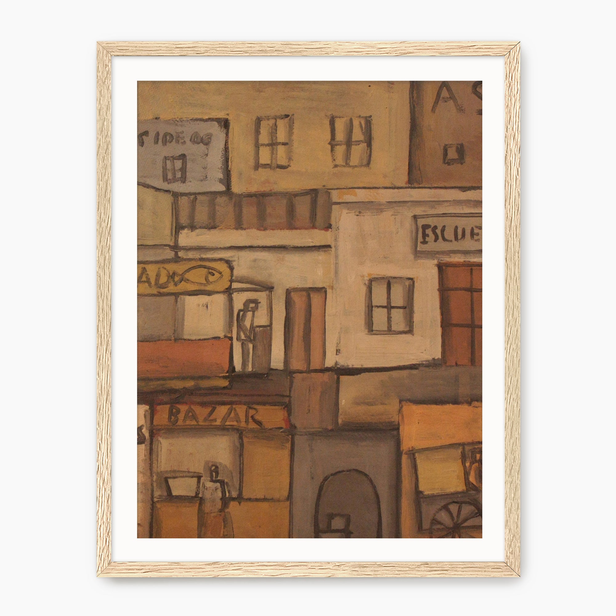 Terracotta Geometric Urban Landscape No2 - Sage and Rose Prints