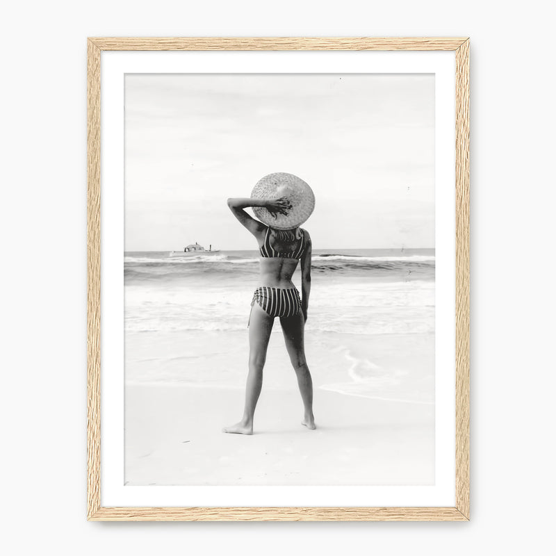 Woman On the Beach Retro Photo No1 - Sage and Rose Prints