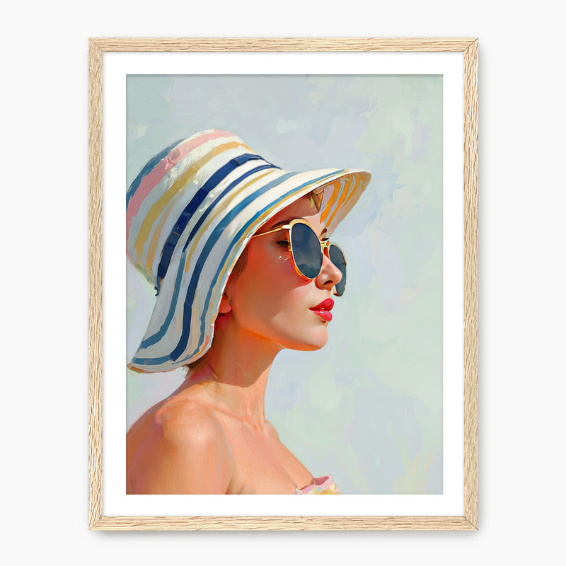 Woman in a Summer Sun Hat - Sage and Rose Prints