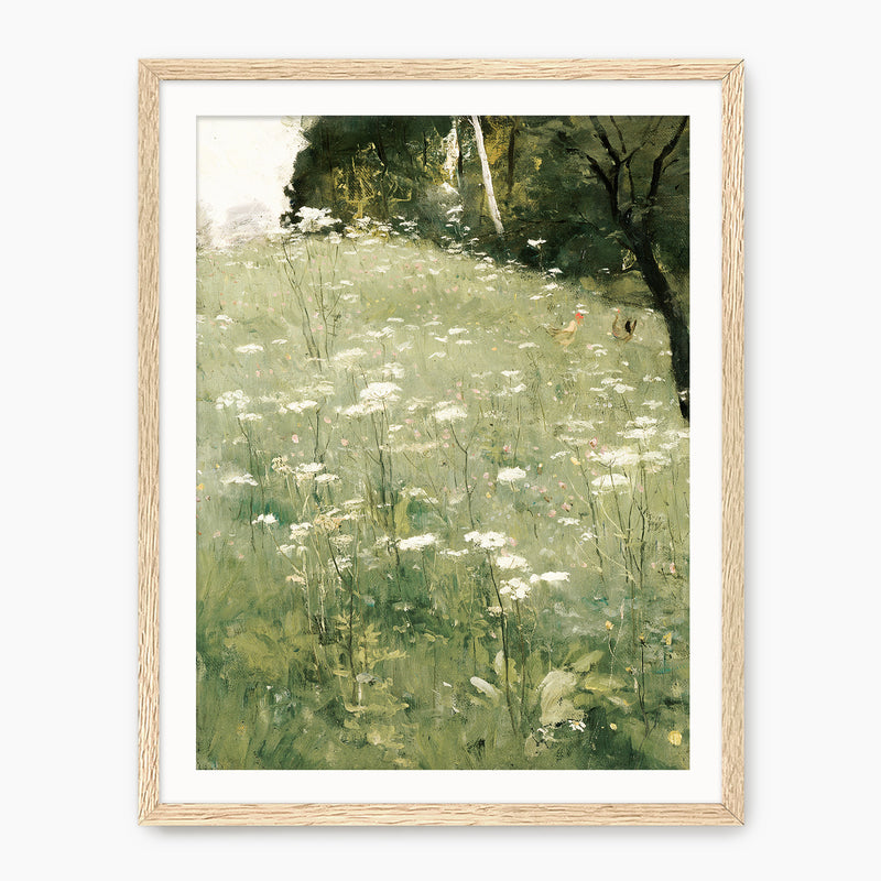 White Wildflower Landscape Print - Sage and Rose Prints