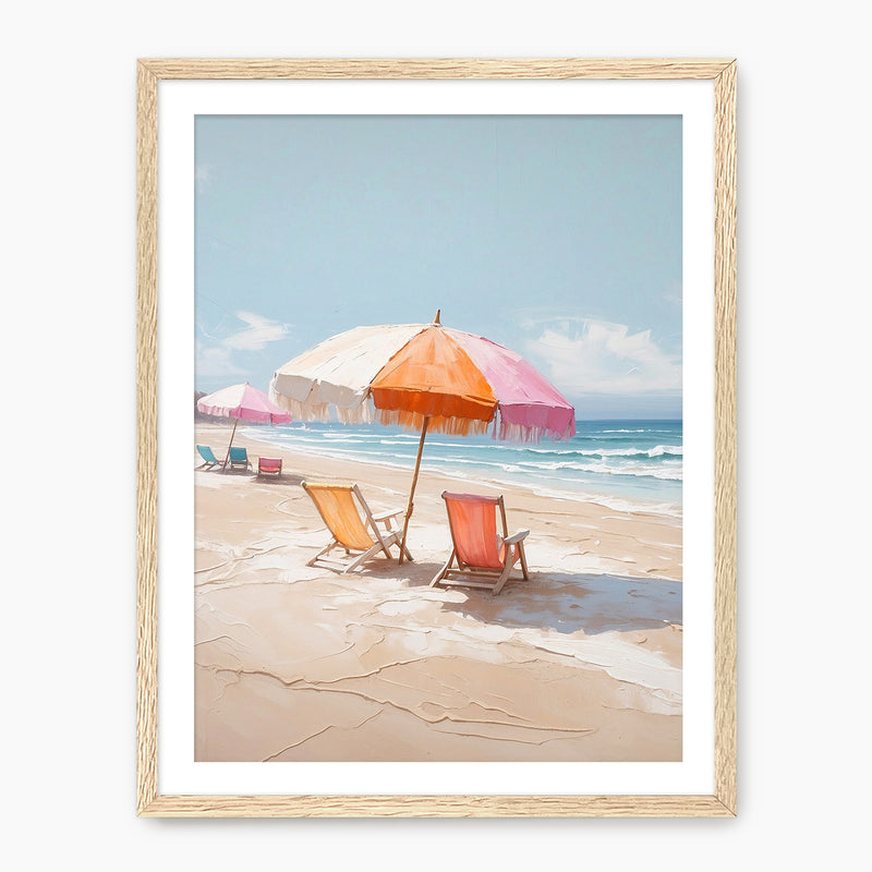 Peaceful Beach Umbrellas Watercolor Print - Sage and Rose Prints