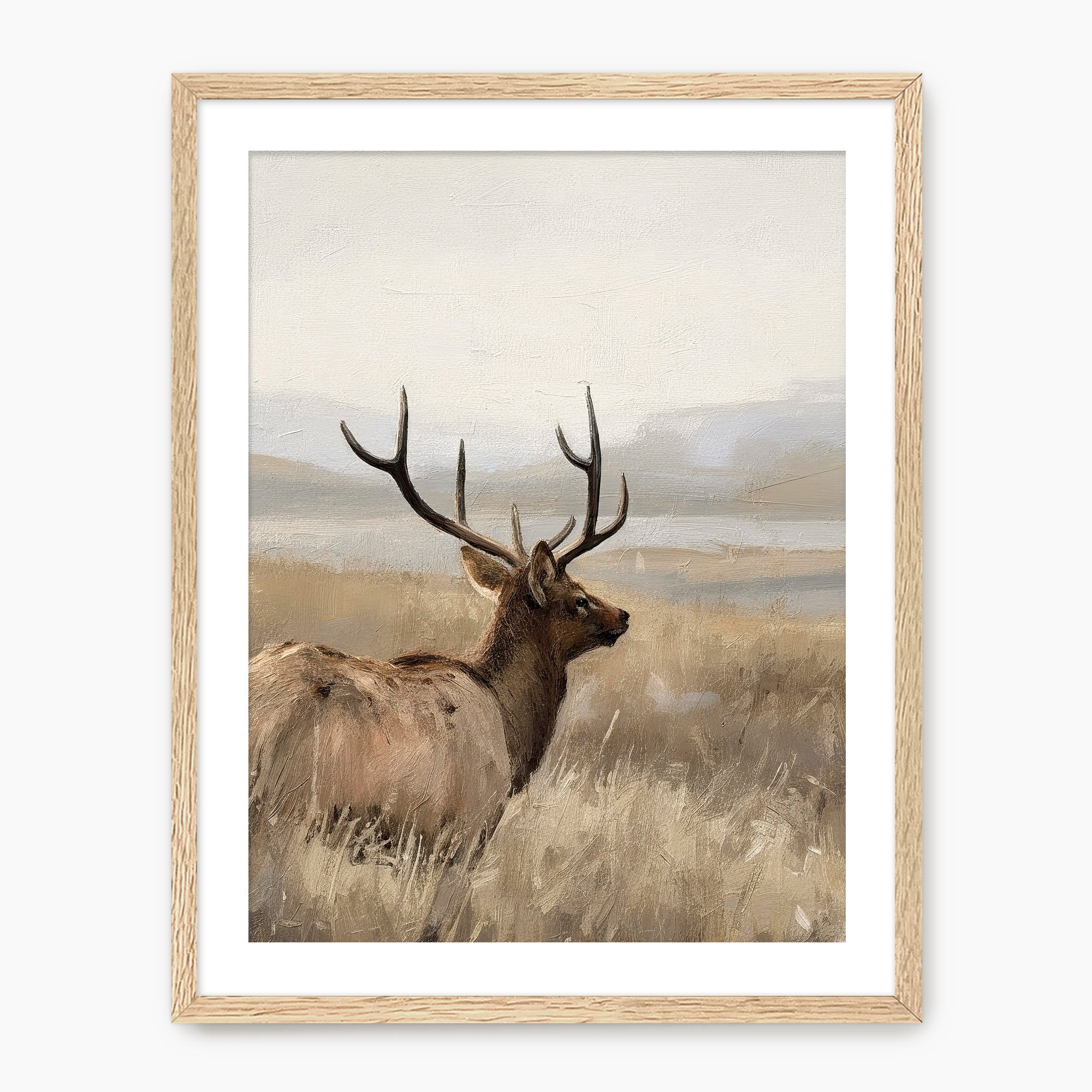 Deer in Tall Grasses Wildlife Painting - Sage and Rose Prints