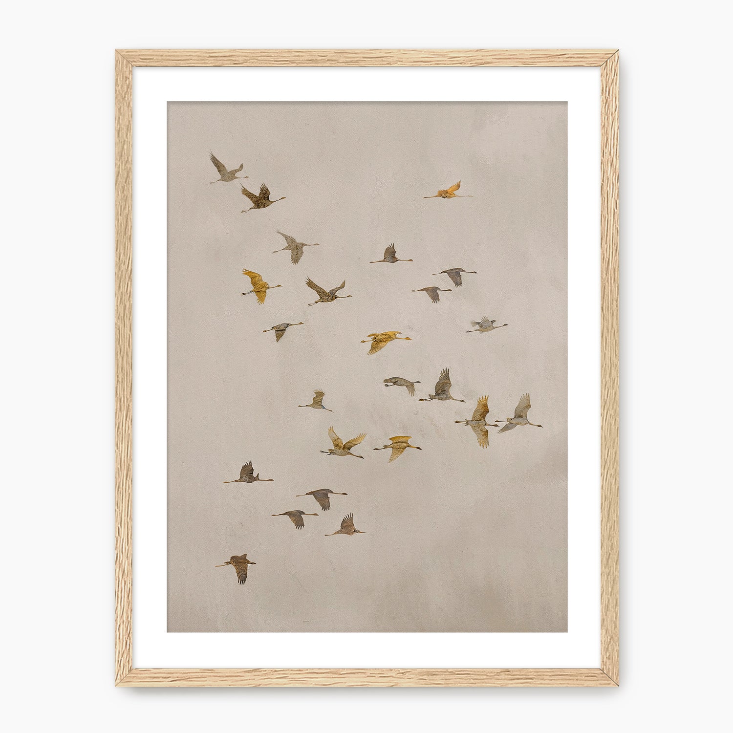 Flock of Birds Tan Japandi Watercolor - Sage and Rose Prints