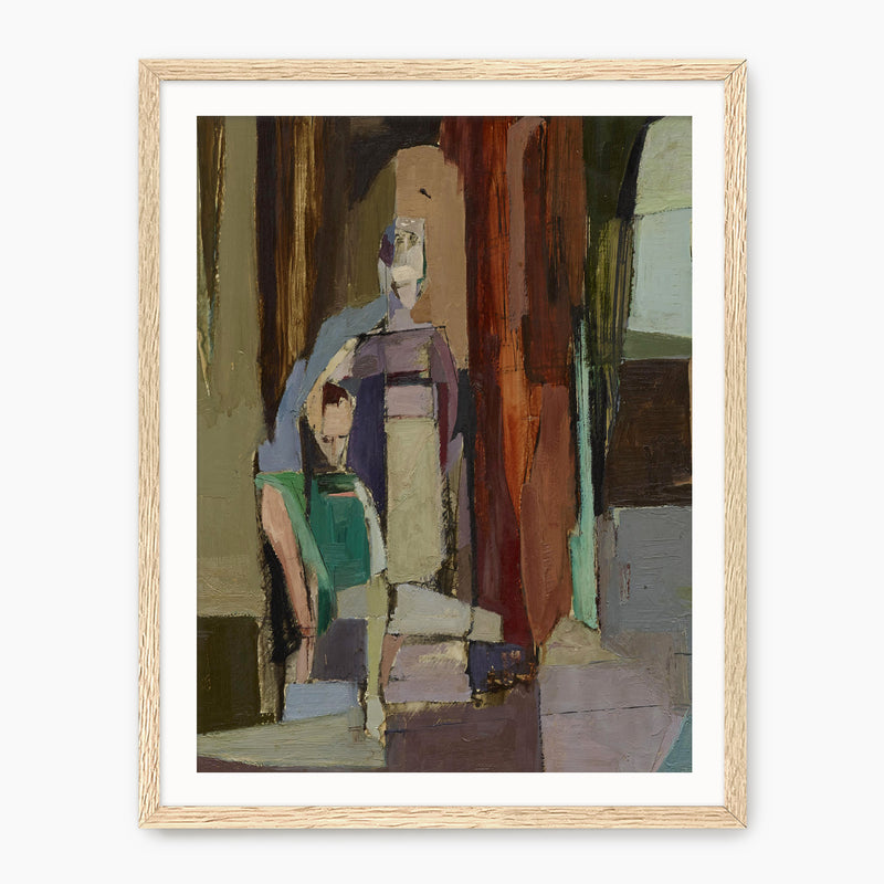 Moody Cubist Portrait No2 - Sage and Rose Prints