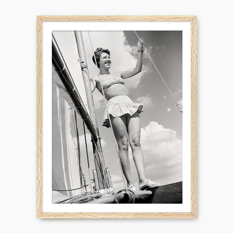 Woman on a Sailboat Old Photo - Sage and Rose Prints