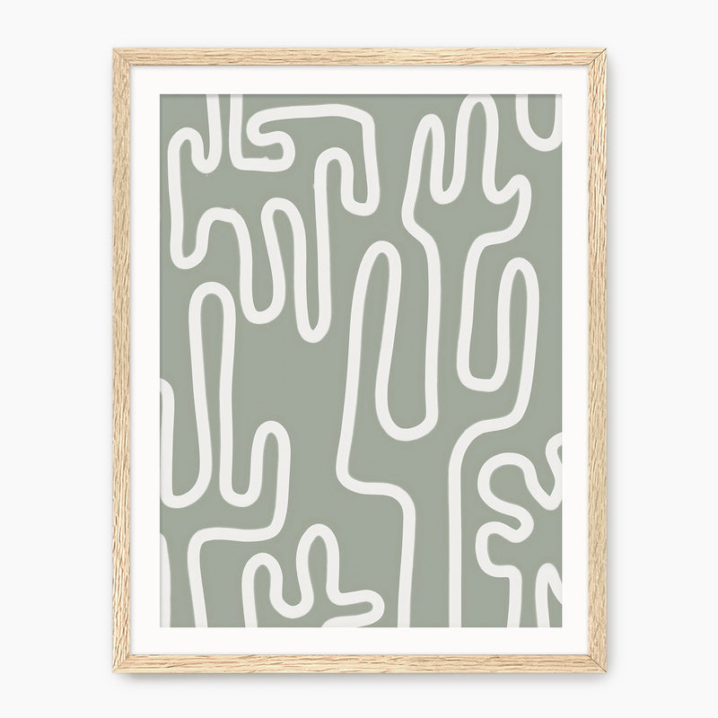 Abstract Cactus Line Art Print - Sage and Rose Prints