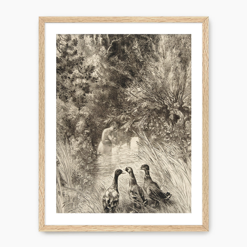 Vintage Trio of Ducks Drawing - Sage and Rose Prints