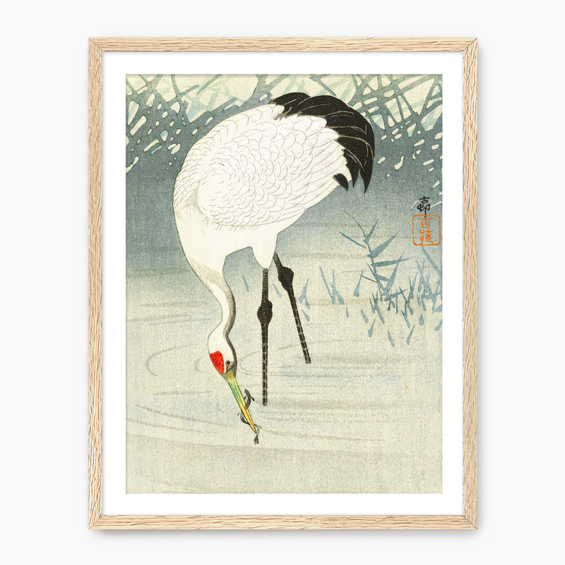Wabi Sabi Crane in Shade of Green - Sage and Rose Prints