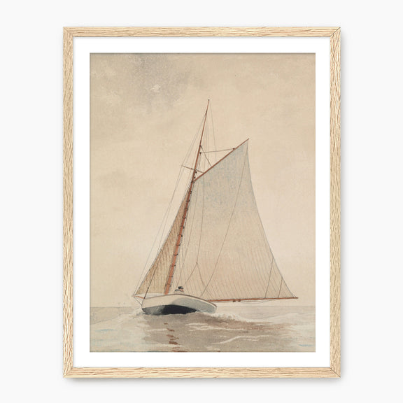 Vintage Beige Sailboat Print - Sage and Rose Prints