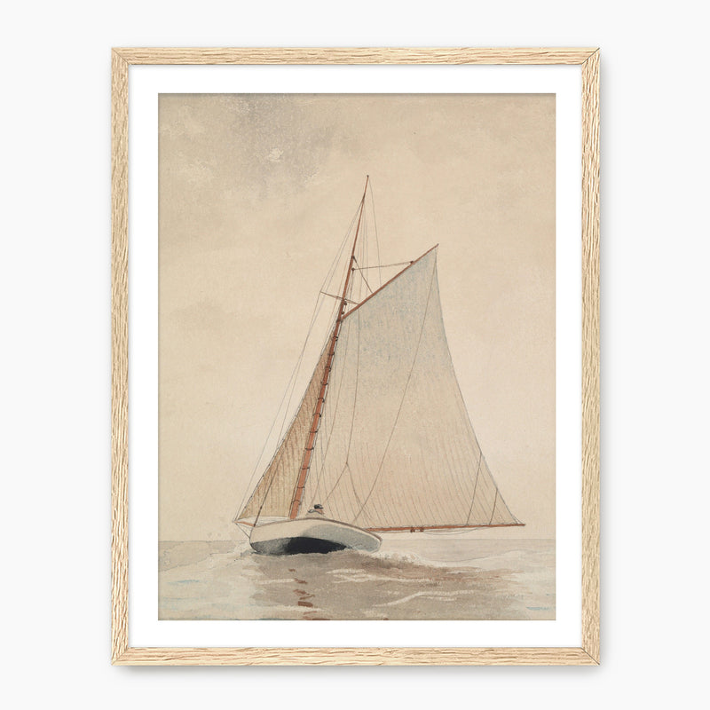 Vintage Beige Sailboat Print - Sage and Rose Prints