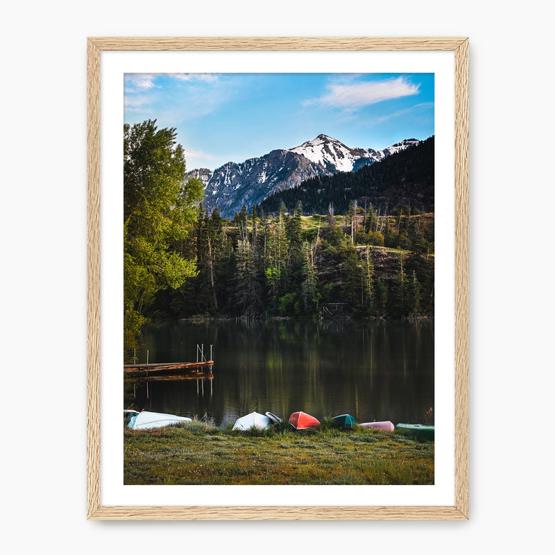 Canoes on the Lake Mountain Photography - Sage and Rose Prints