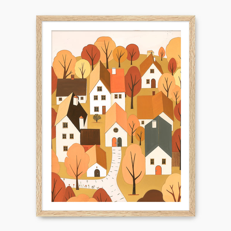 Whimsical Village Fall Art Print - Sage and Rose Prints