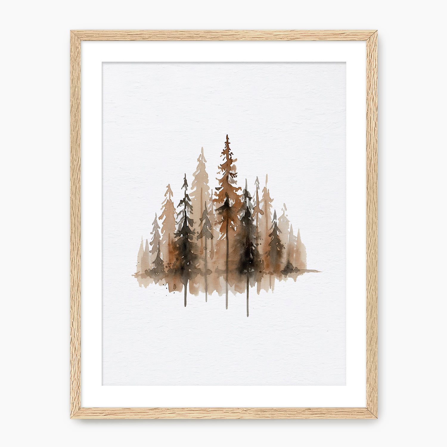 Earth Tone Trees Watercolor Painting - Sage and Rose Prints