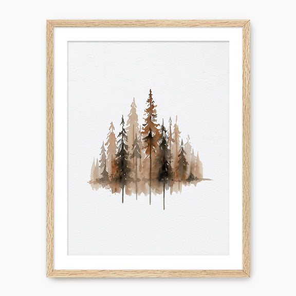 Earth Tone Trees Watercolor Painting - Sage and Rose Prints