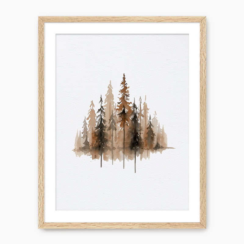 Earth Tone Trees Watercolor Painting - Sage and Rose Prints