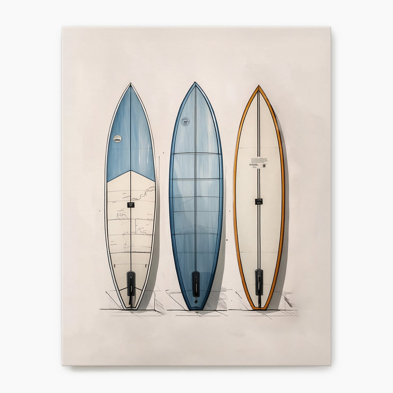 Surfboard Wall Art Sketch - Sage and Rose Prints