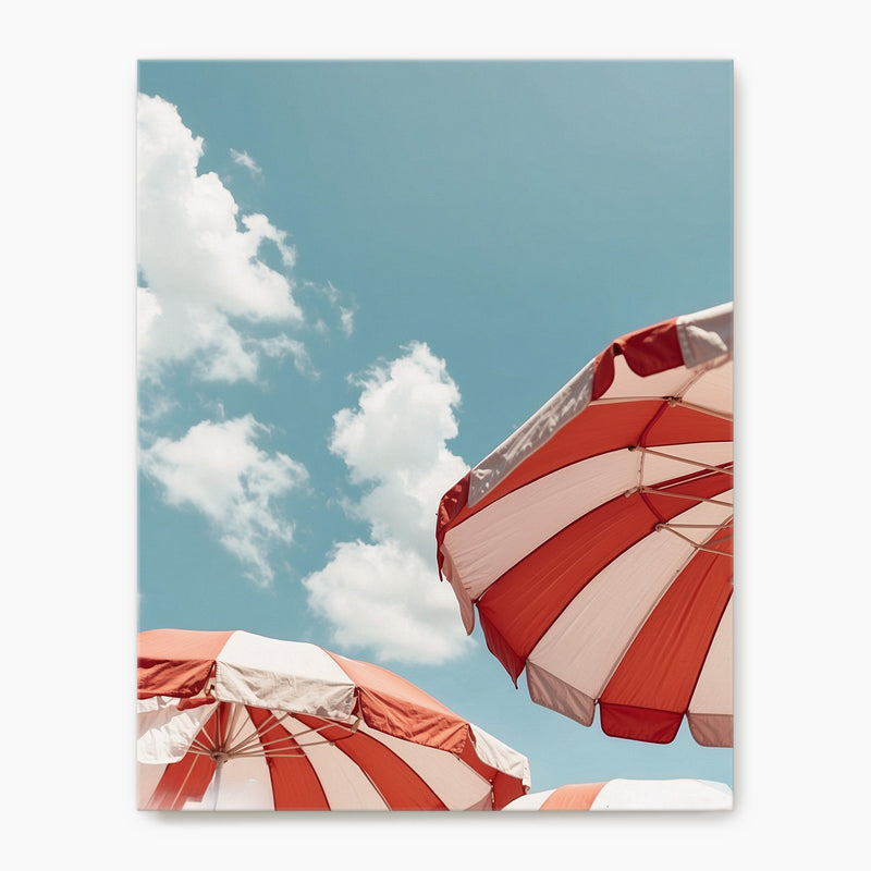 Red White and Blue Retro Beach Umbrellas - Sage and Rose Prints