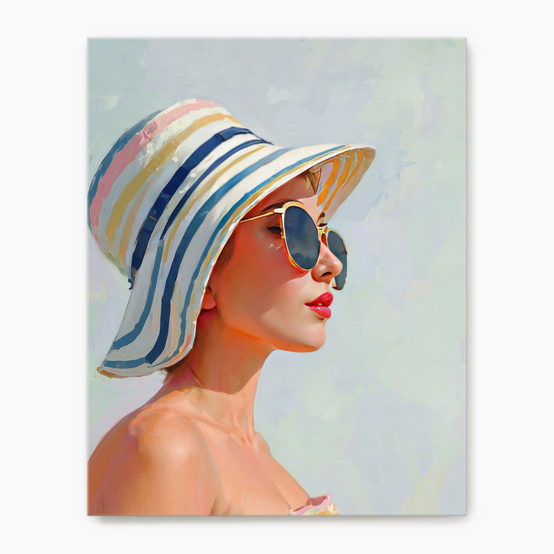 Woman in a Summer Sun Hat - Sage and Rose Prints