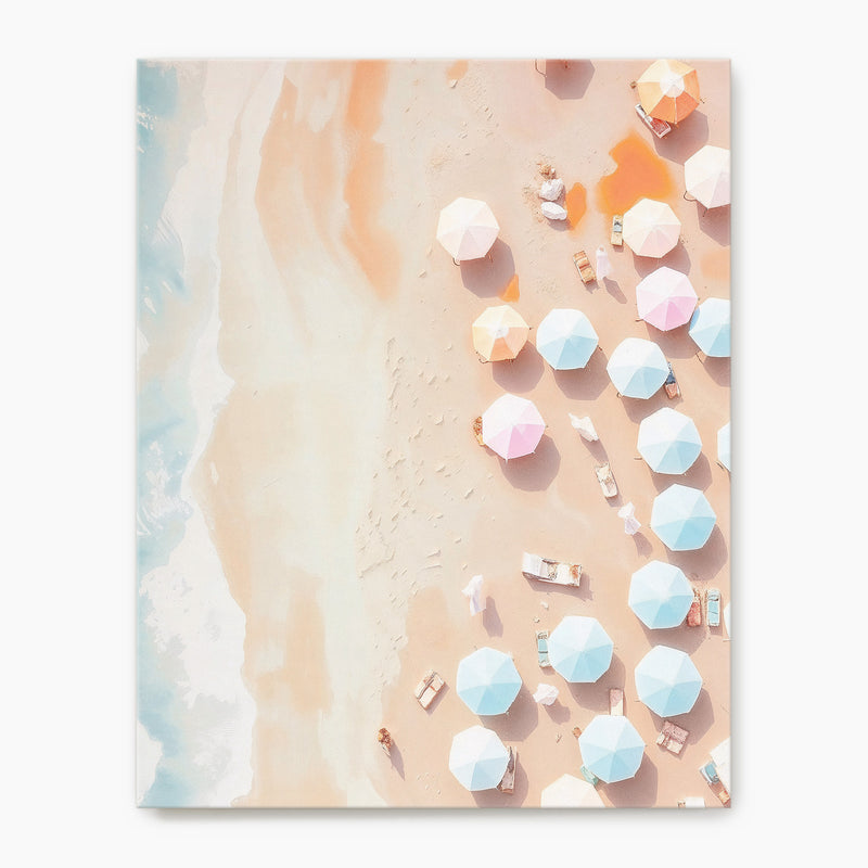 Pastel Beach Umbrellas from Above - Sage and Rose Prints