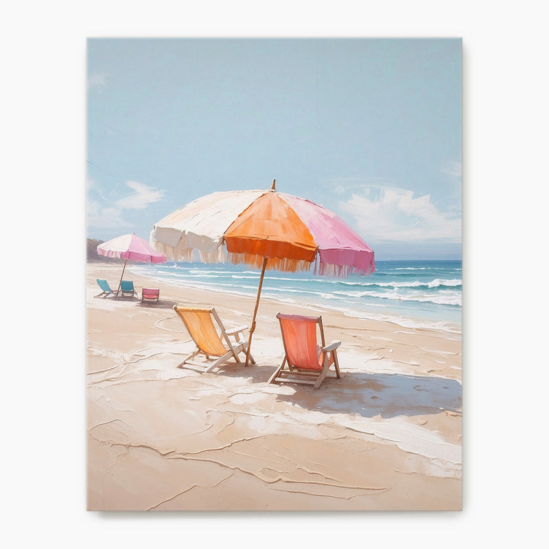 Peaceful Beach Umbrellas Watercolor Print - Sage and Rose Prints