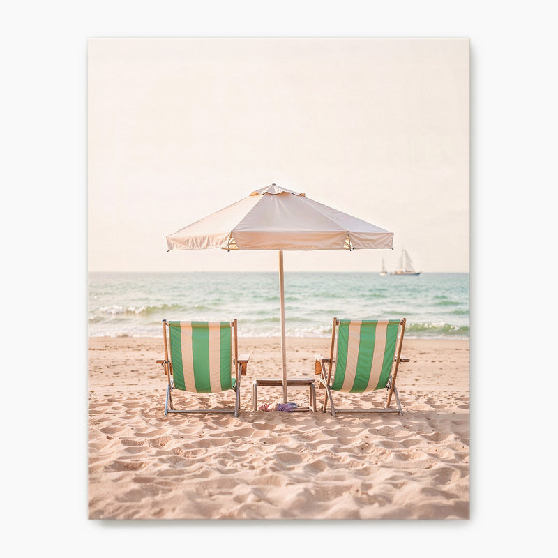 Sepia Pastel Beach Chairs - Sage and Rose Prints