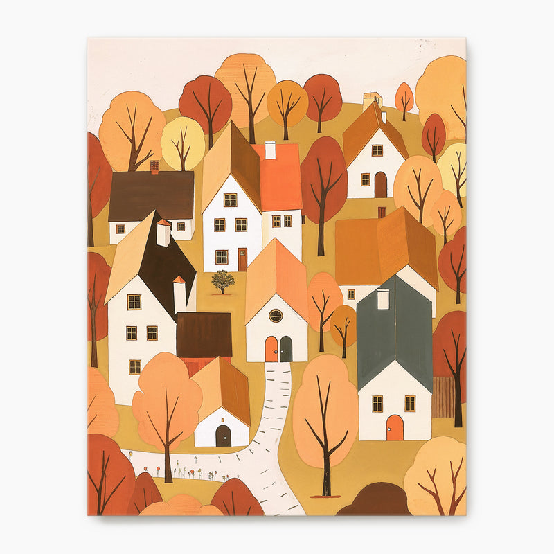 Whimsical Village Fall Art Print - Sage and Rose Prints