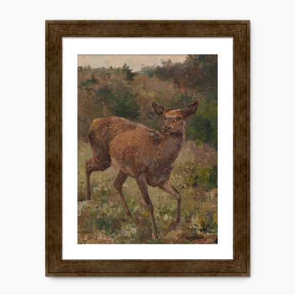 The Red Deer Impressionist Painting - Sage and Rose Prints