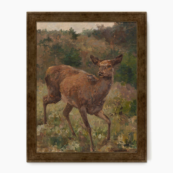 The Red Deer Impressionist Painting - Sage and Rose Prints