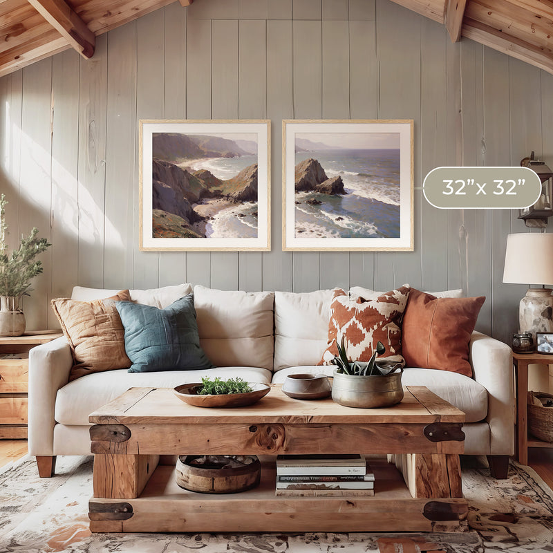 Oregon Coast Art 2-Panel Art Set - Sage and Rose Prints