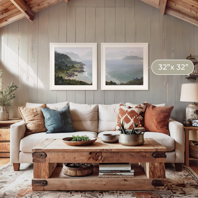 Pacific Coast Painting 2-Panel Art Set - Sage and Rose Prints