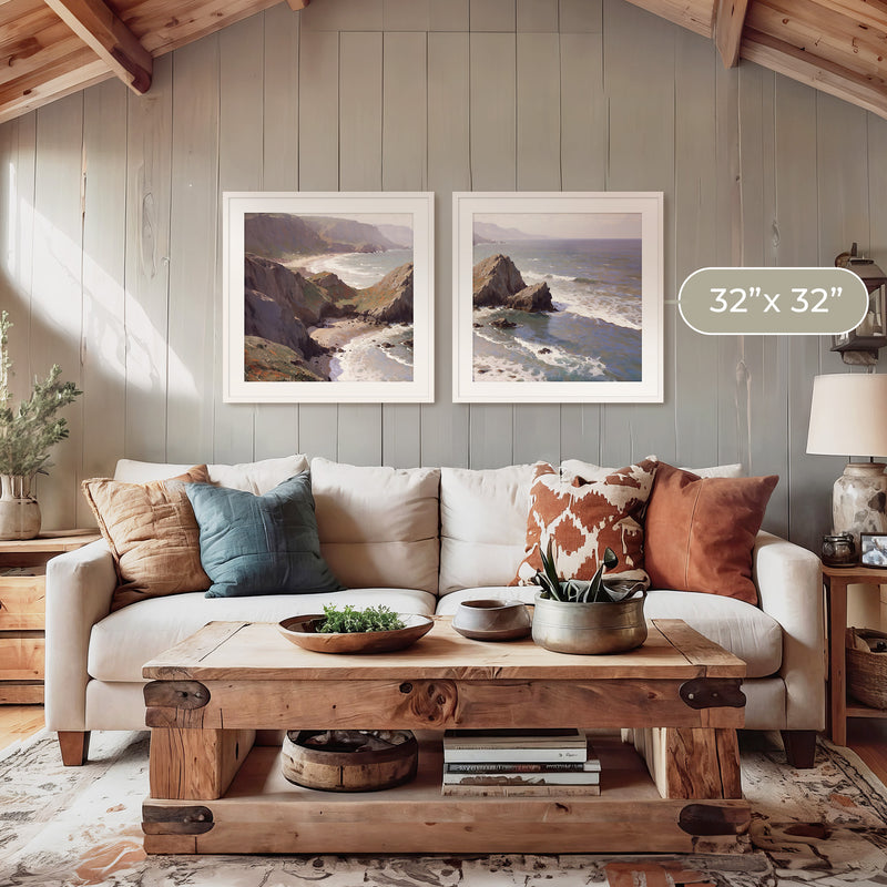 Oregon Coast Art 2-Panel Art Set - Sage and Rose Prints